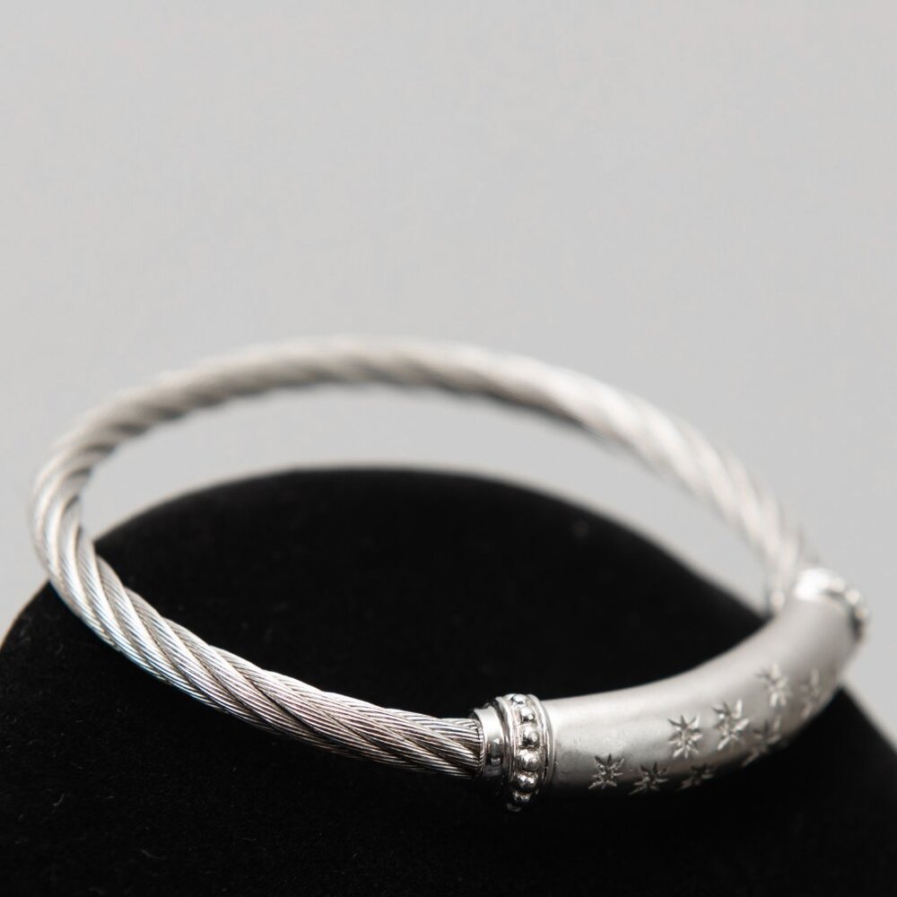 Gabriel & Co. 925 Silver Hampton Stainless Steel Bangle Bracelet